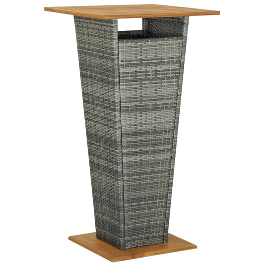 Bartafel 60x60x110 cm poly rattan en massief acaciahout grijs is nu te koop bij PeponiXL, paradijselijk wonen!