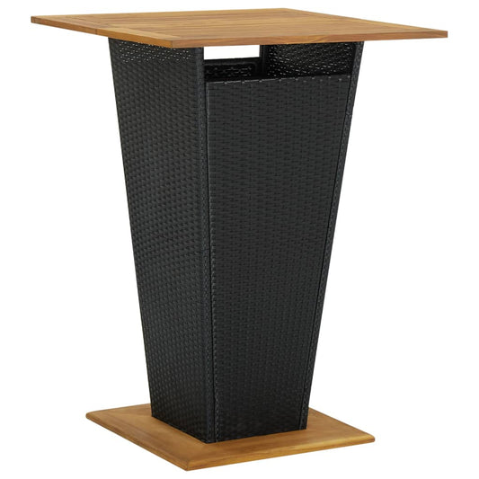 Bartafel 80x80x110 cm poly rattan en massief acaciahout zwart is nu te koop bij PeponiXL, paradijselijk wonen!