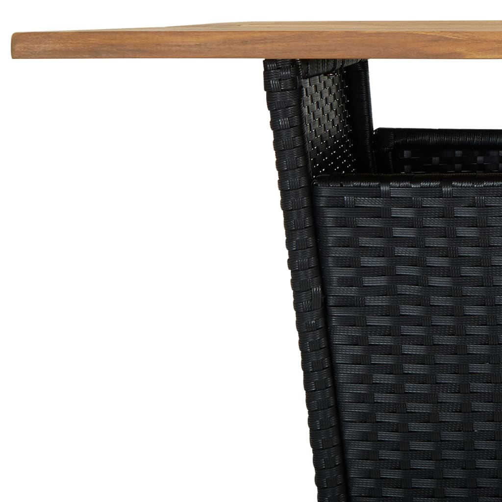 Bartafel 80x80x110 cm poly rattan en massief acaciahout zwart