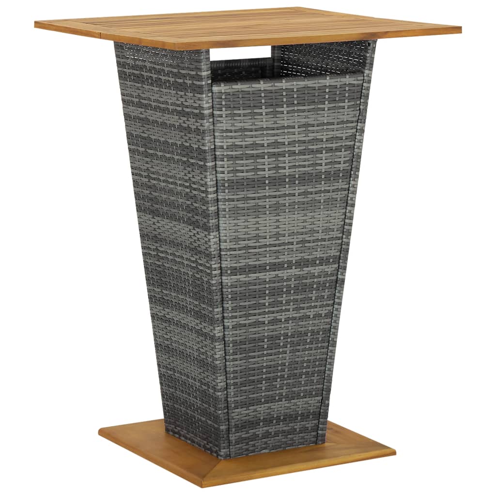 Bartafel 80x80x110 cm poly rattan en massief acaciahout grijs is nu te koop bij PeponiXL, paradijselijk wonen!