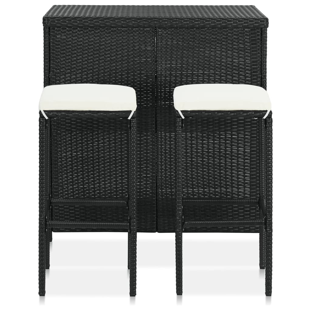 3-delige Barset poly rattan zwart is nu te koop bij PeponiXL, paradijselijk wonen!