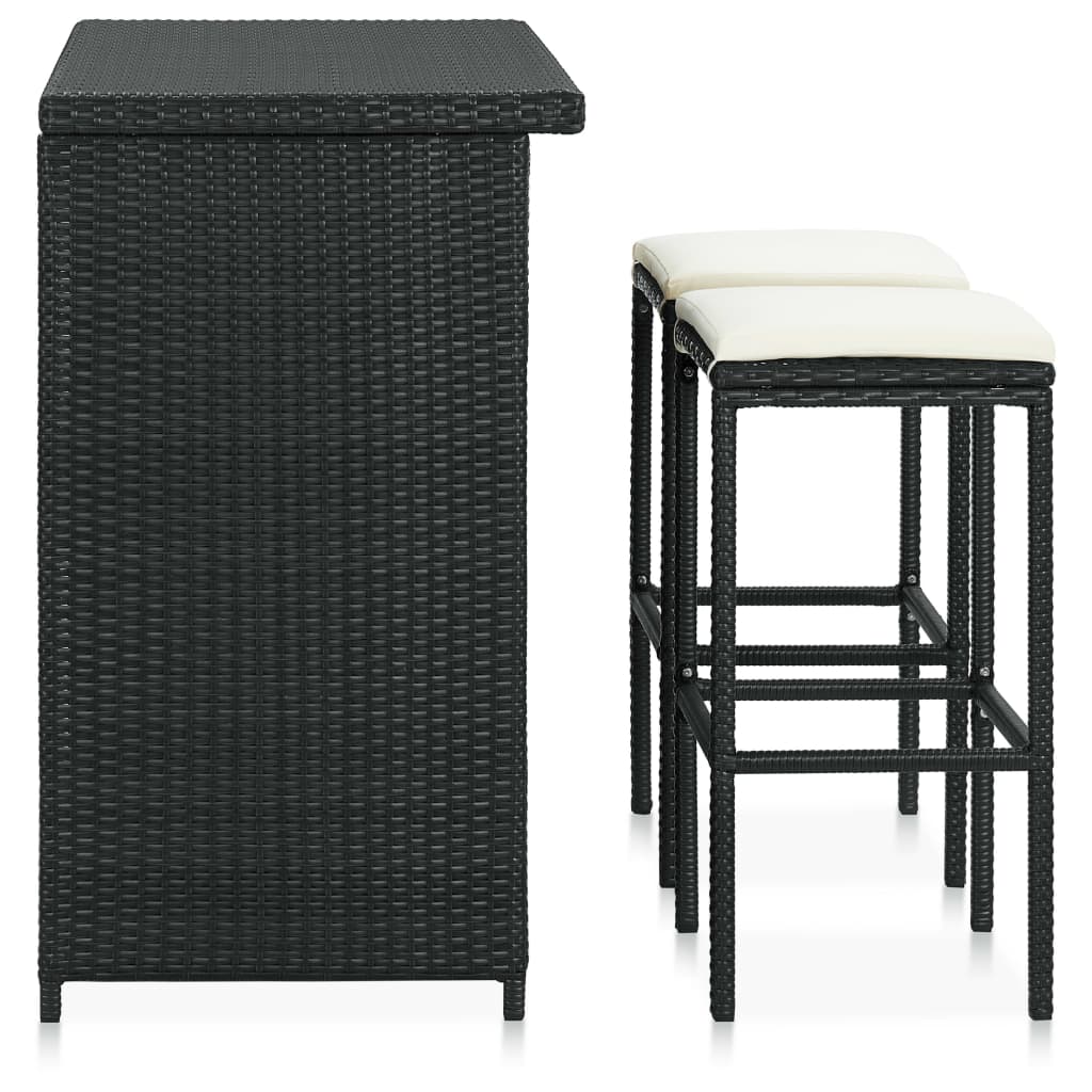 3-delige Barset poly rattan zwart is nu te koop bij PeponiXL, paradijselijk wonen!