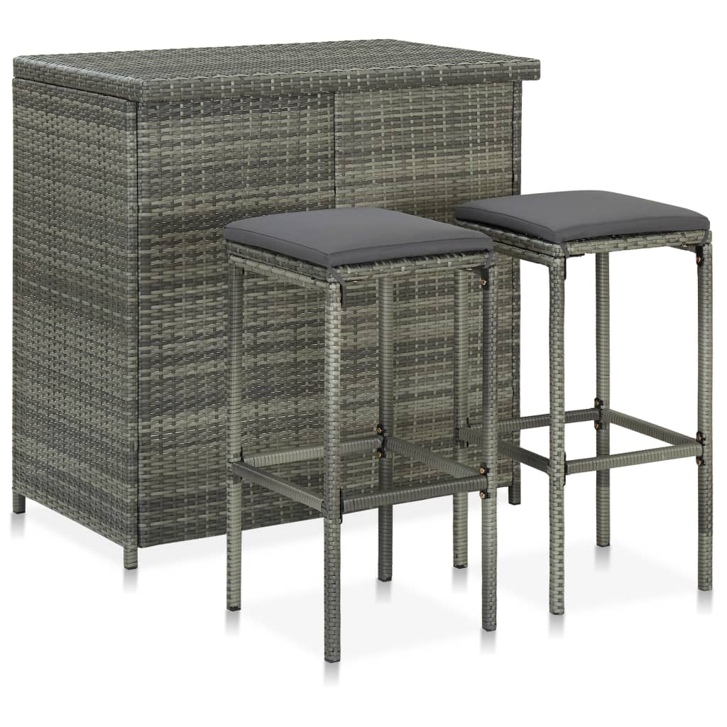 3-delige Barset poly rattan grijs is nu te koop bij PeponiXL, paradijselijk wonen!