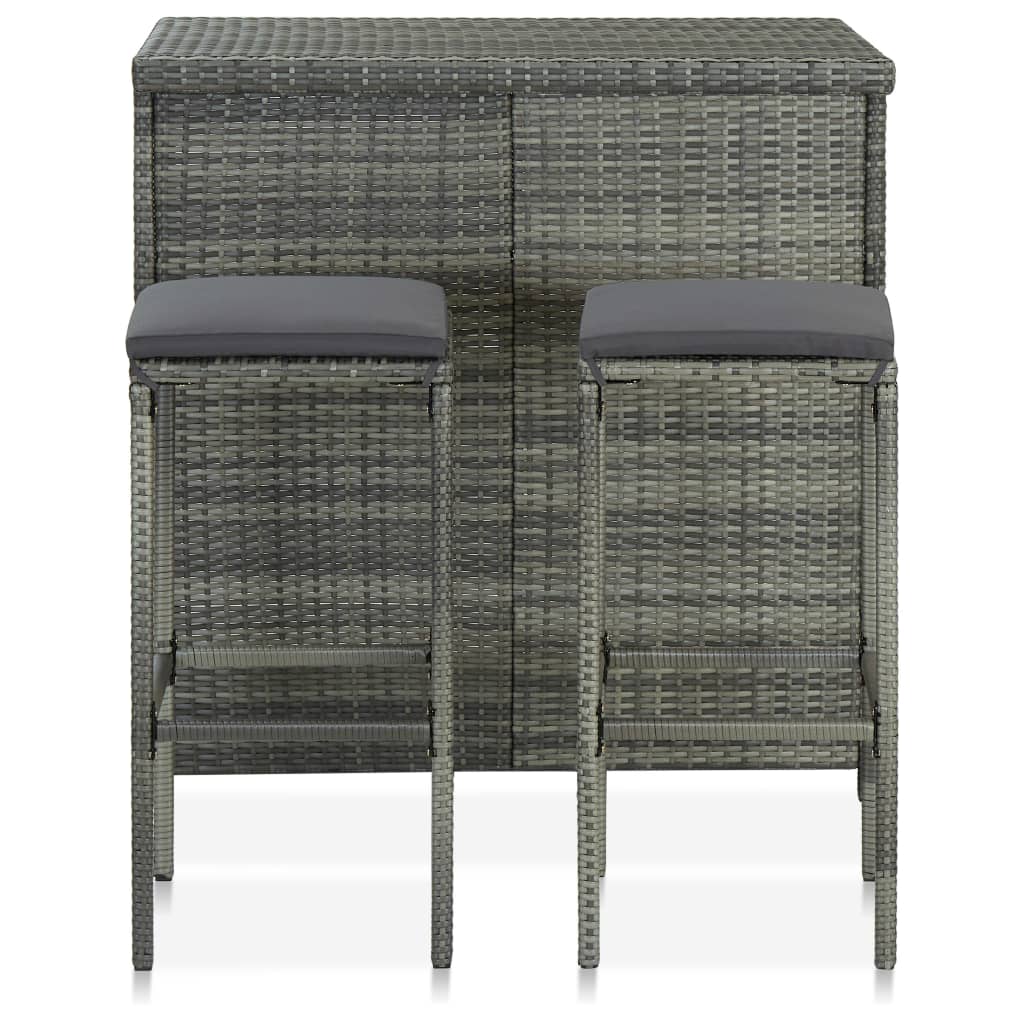3-delige Barset poly rattan grijs is nu te koop bij PeponiXL, paradijselijk wonen!
