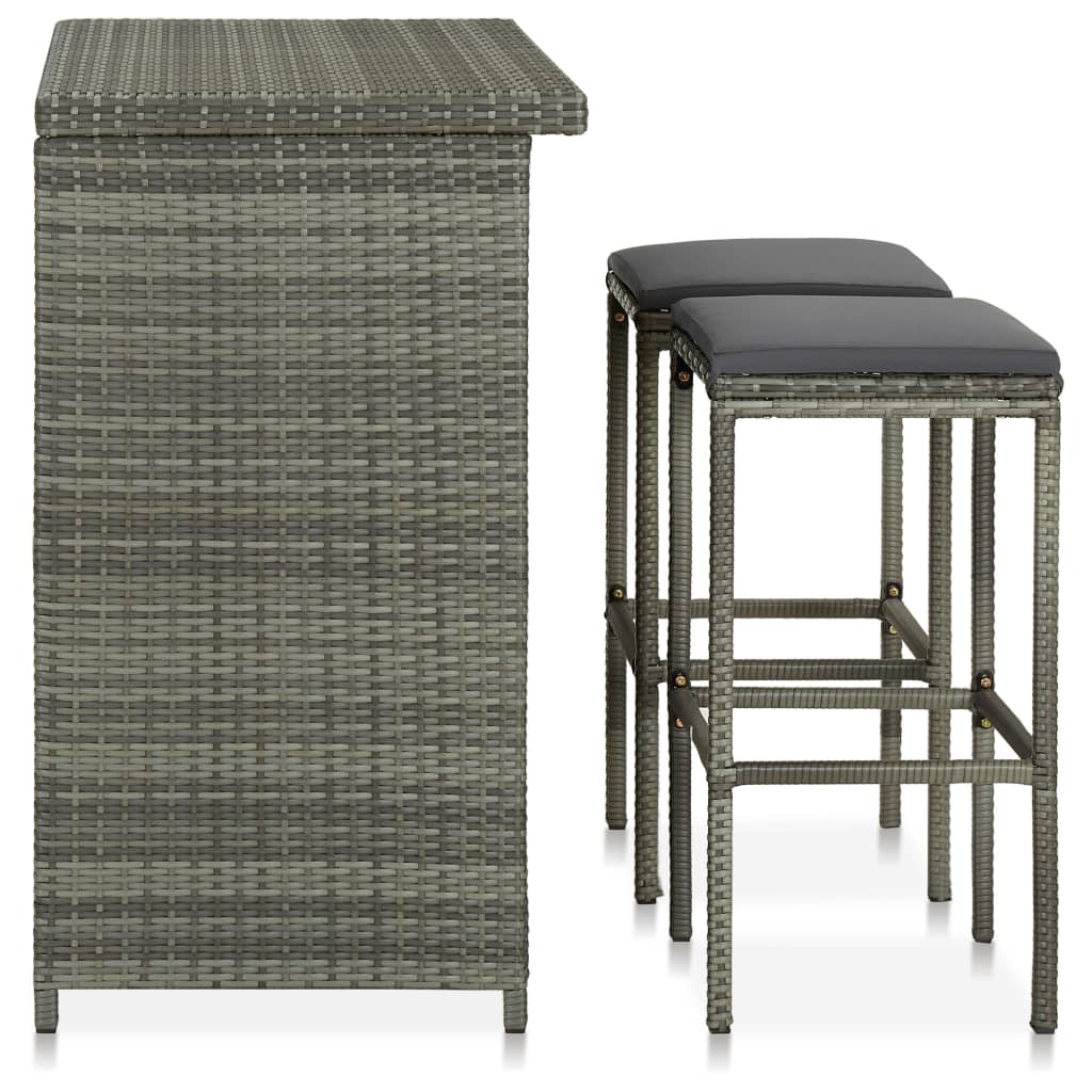 3-delige Barset poly rattan grijs is nu te koop bij PeponiXL, paradijselijk wonen!