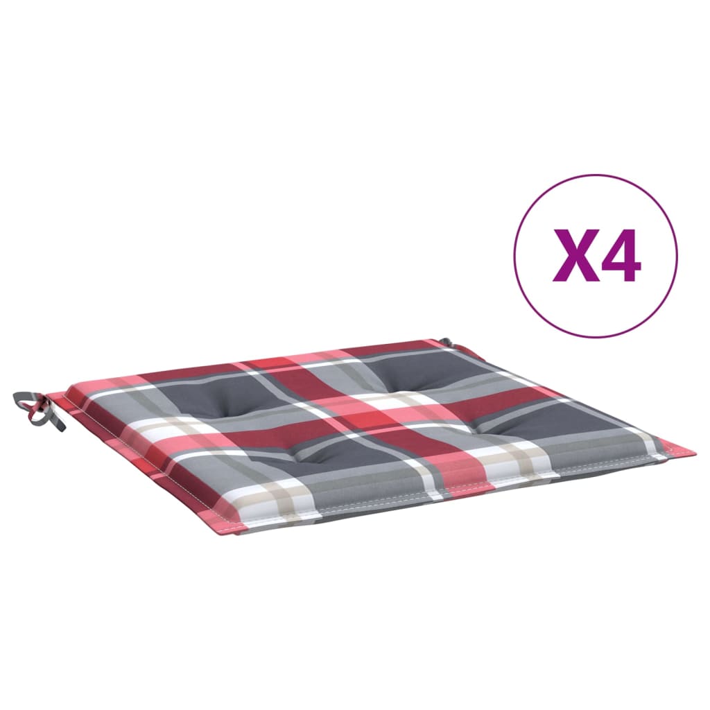 Tuinstoelkussens 4 st 40x40x4 cm oxford stof ruitpatroon rood
