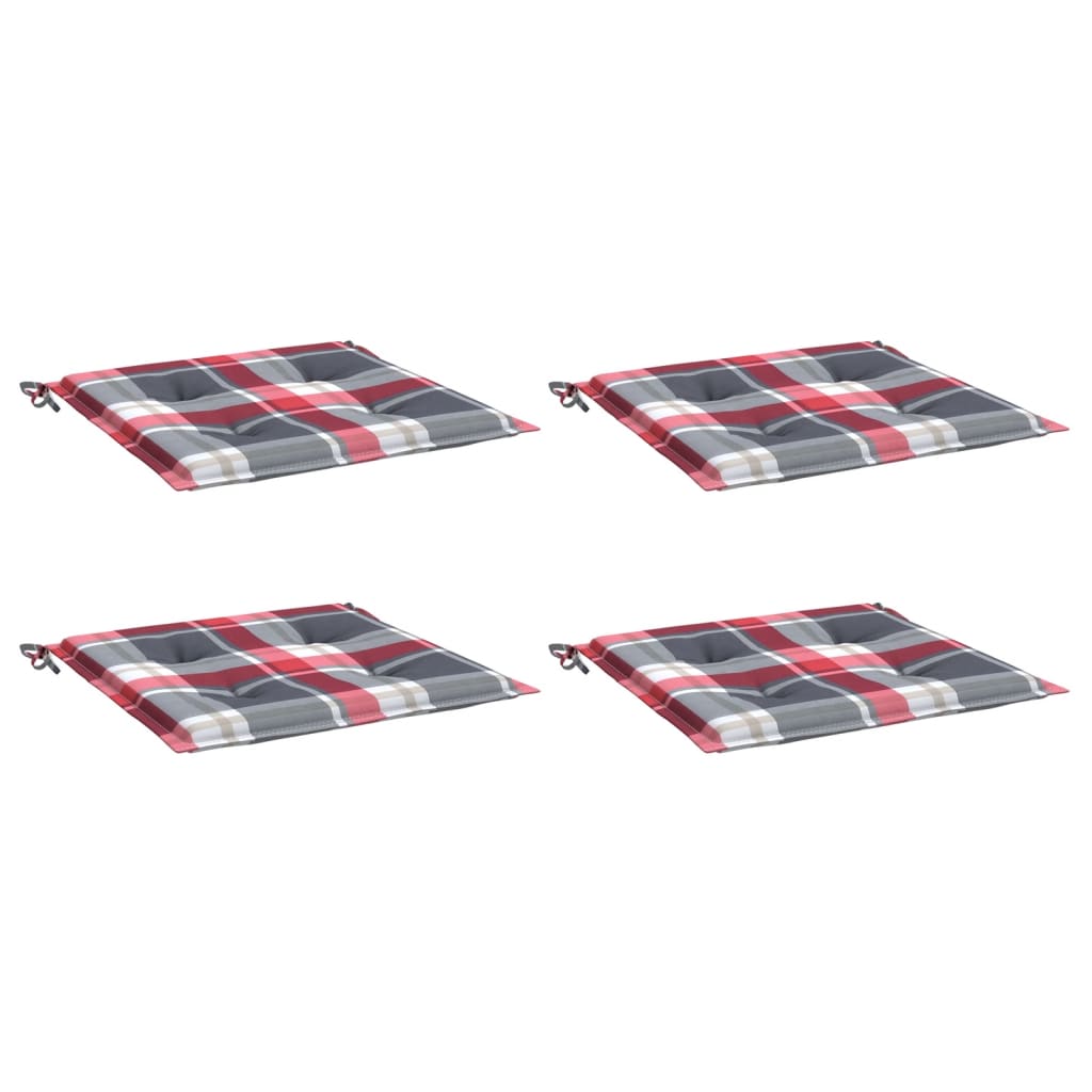 Tuinstoelkussens 4 st 40x40x4 cm oxford stof ruitpatroon rood