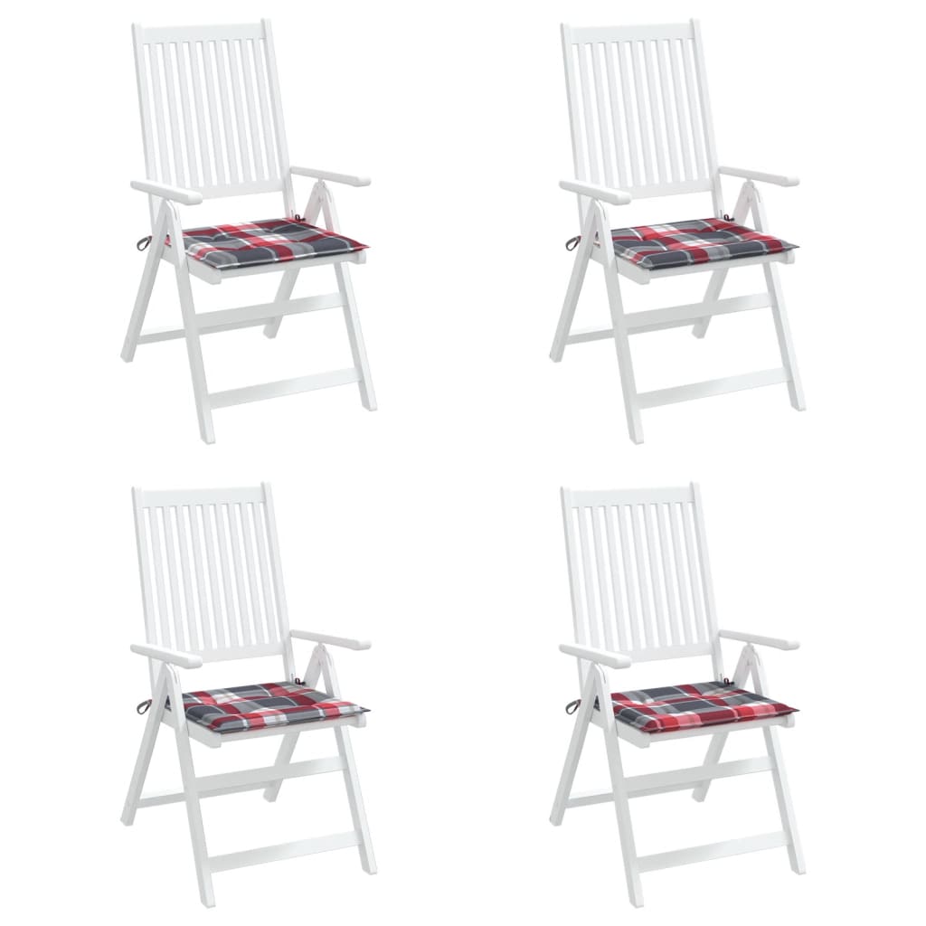 Tuinstoelkussens 4 st 40x40x4 cm oxford stof ruitpatroon rood