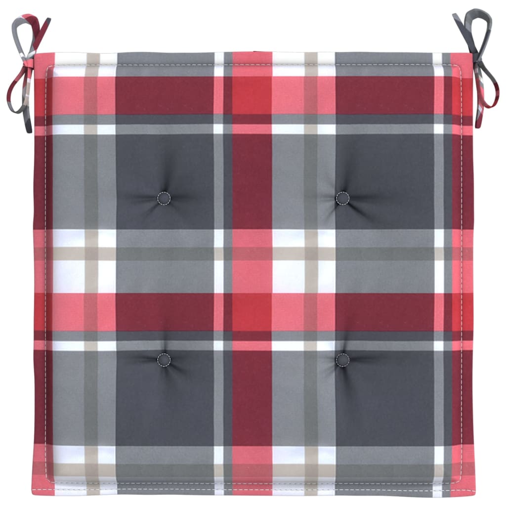 Tuinstoelkussens 4 st 40x40x4 cm oxford stof ruitpatroon rood