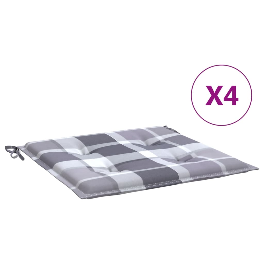 Tuinstoelkussens 4 st 40x40x4 cm oxford stof ruitpatroon grijs