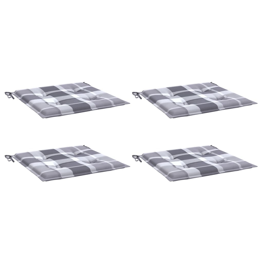 Tuinstoelkussens 4 st 40x40x4 cm oxford stof ruitpatroon grijs