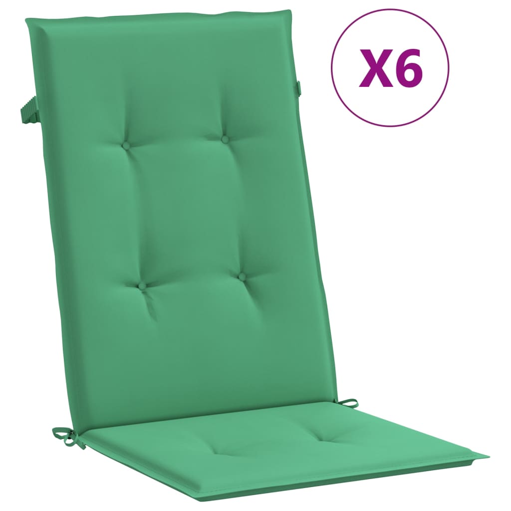 Tuinstoelkussens 6 st hoge rug 120x50x3 cm stof groen is nu te koop bij PeponiXL, paradijselijk wonen!