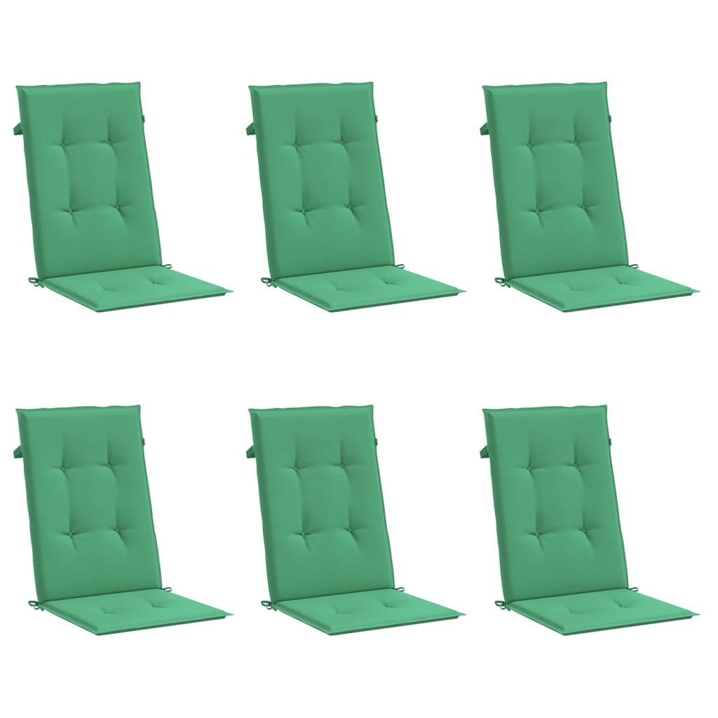 Tuinstoelkussens 6 st hoge rug 120x50x3 cm stof groen is nu te koop bij PeponiXL, paradijselijk wonen!