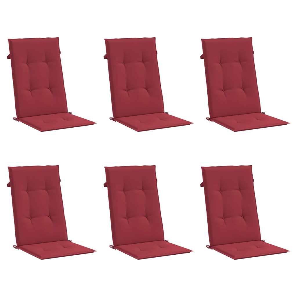 Tuinstoelkussens 6 st hoge rug 120x50x3 cm stof wijnrood is nu te koop bij PeponiXL, paradijselijk wonen!