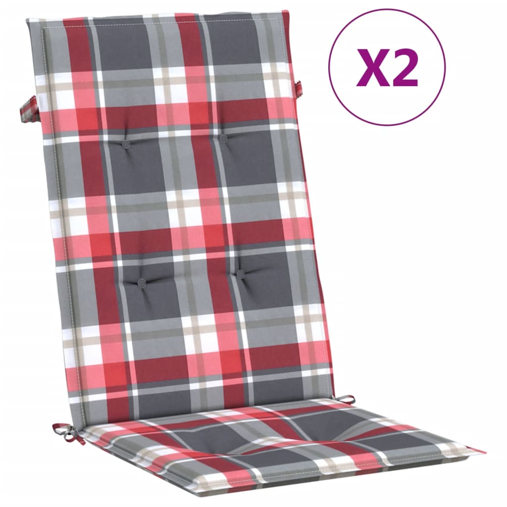 Tuinstoelkussens 2 st 120x50x3 cm stof ruitpatroon rood is nu te koop bij PeponiXL, paradijselijk wonen!