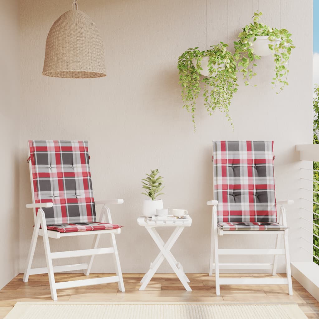 Tuinstoelkussens 2 st 120x50x3 cm stof ruitpatroon rood is nu te koop bij PeponiXL, paradijselijk wonen!