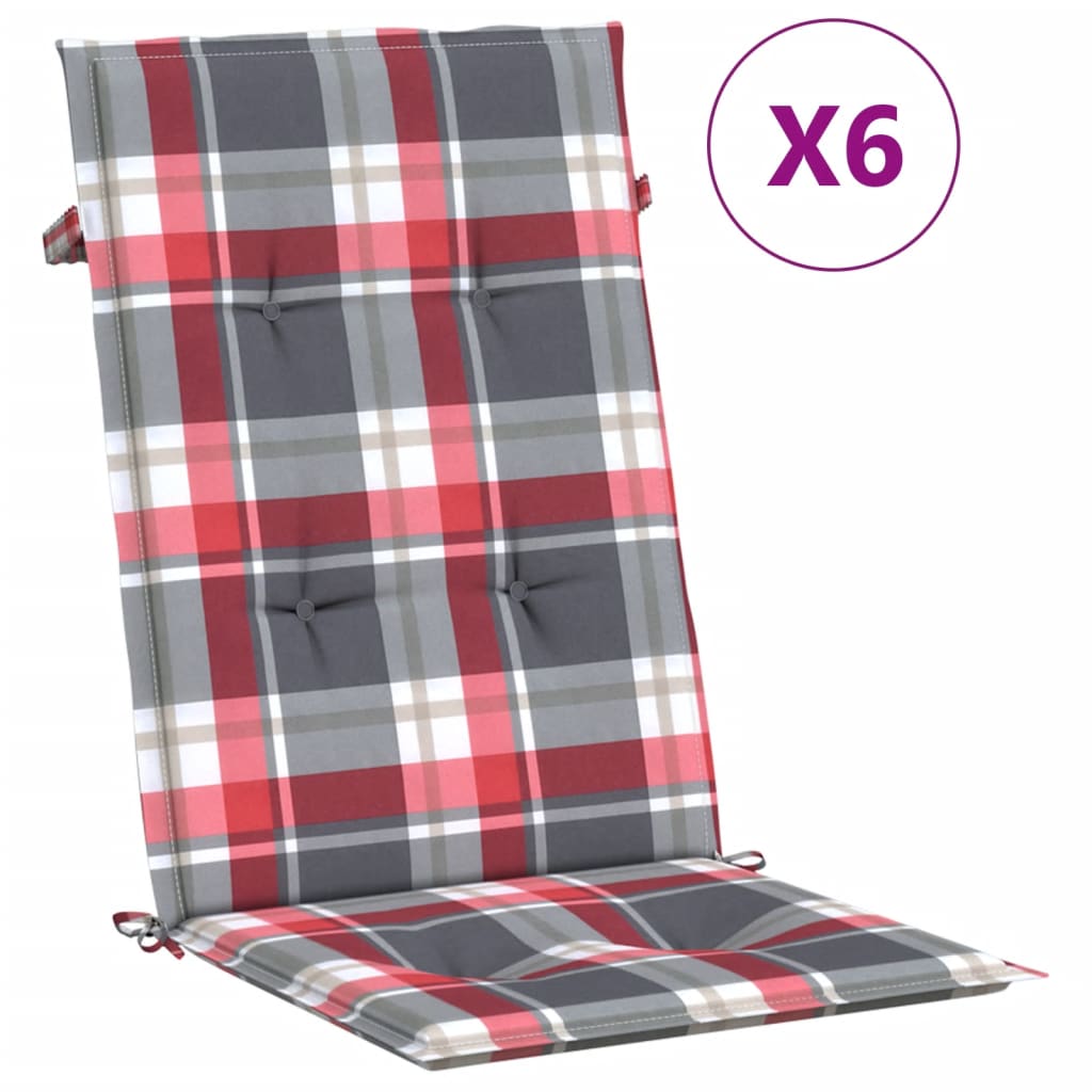 Tuinstoelkussens 6 st 120x50x3 cm stof ruitpatroon rood is nu te koop bij PeponiXL, paradijselijk wonen!
