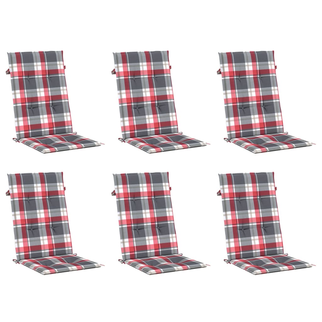 Tuinstoelkussens 6 st 120x50x3 cm stof ruitpatroon rood is nu te koop bij PeponiXL, paradijselijk wonen!