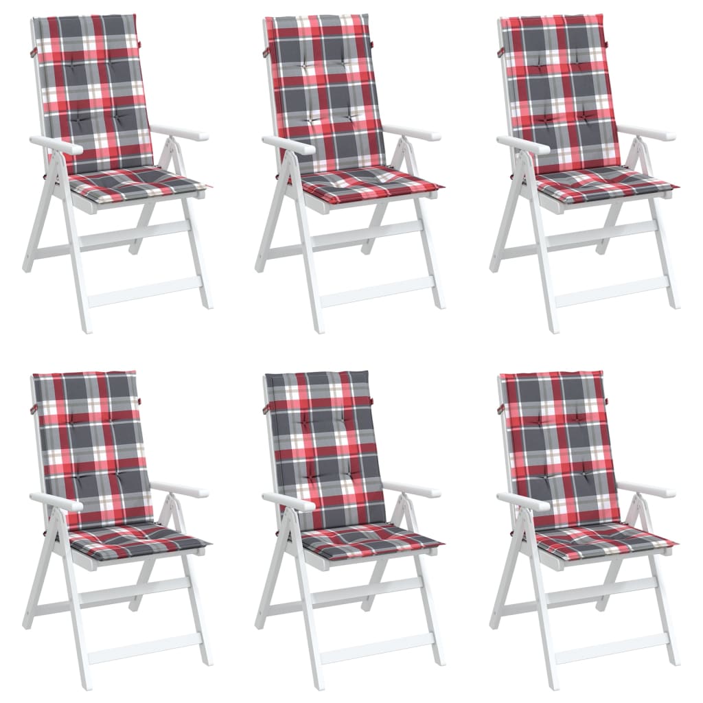 Tuinstoelkussens 6 st 120x50x3 cm stof ruitpatroon rood is nu te koop bij PeponiXL, paradijselijk wonen!