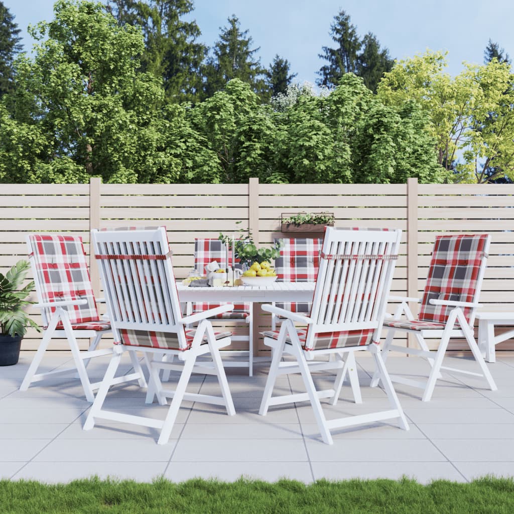 Tuinstoelkussens 6 st 120x50x3 cm stof ruitpatroon rood is nu te koop bij PeponiXL, paradijselijk wonen!