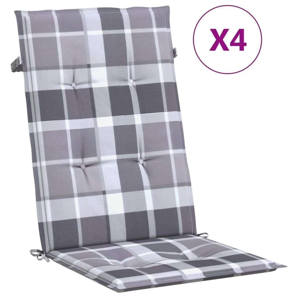 Tuinstoelkussens 4 st 120x50x3 cm stof ruitpatroon grijs is nu te koop bij PeponiXL, paradijselijk wonen!