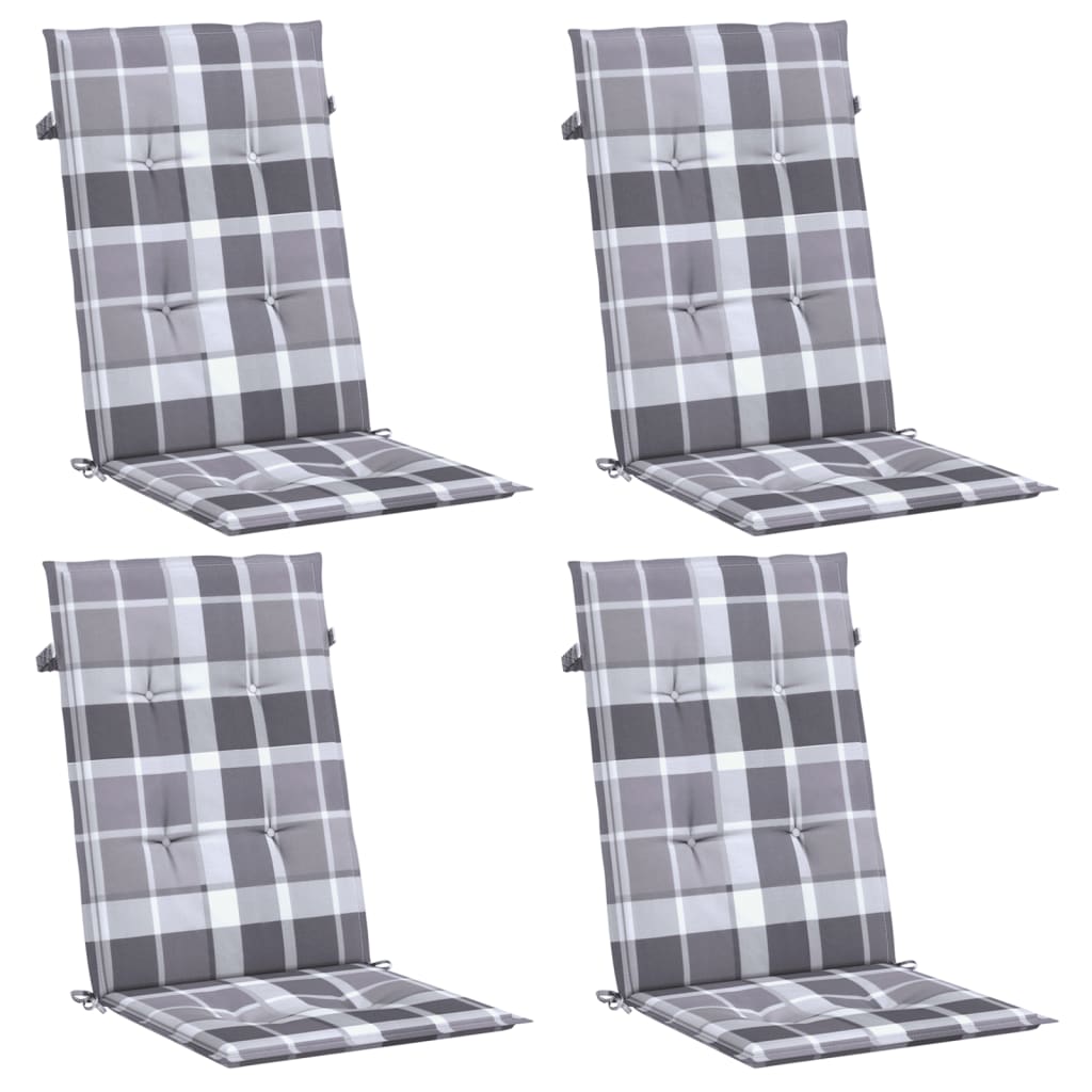 Tuinstoelkussens 4 st 120x50x3 cm stof ruitpatroon grijs is nu te koop bij PeponiXL, paradijselijk wonen!