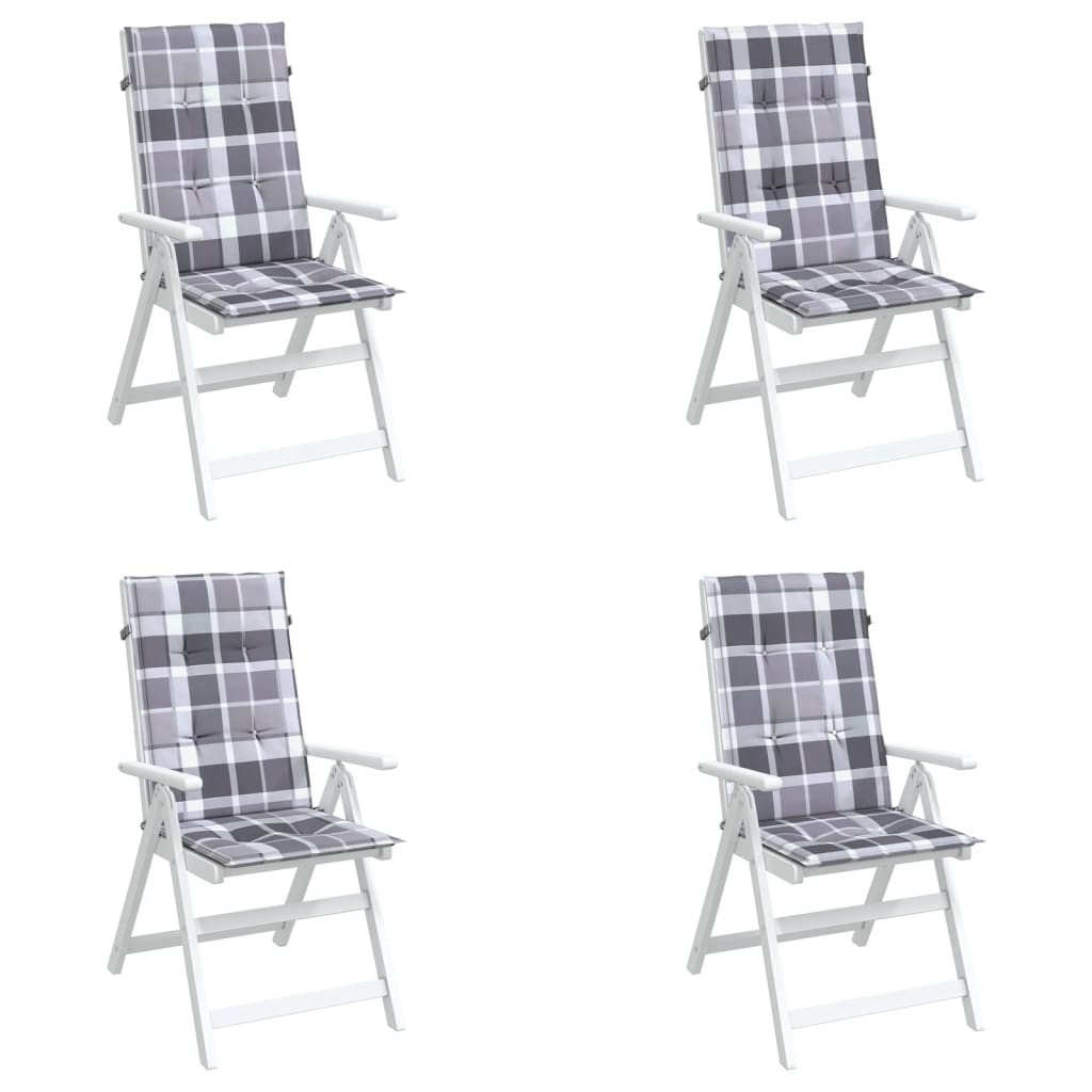 Tuinstoelkussens 4 st 120x50x3 cm stof ruitpatroon grijs is nu te koop bij PeponiXL, paradijselijk wonen!