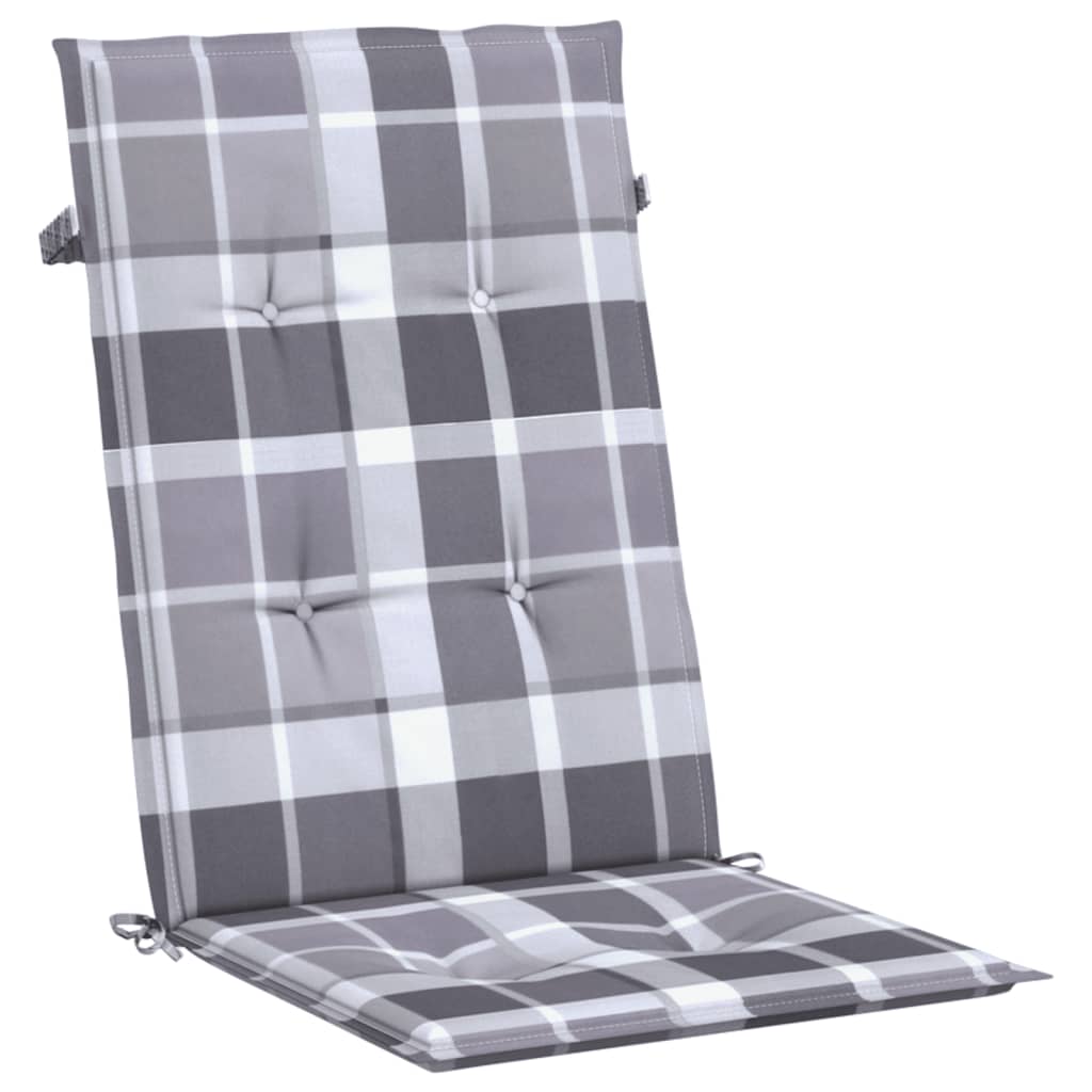 Tuinstoelkussens 4 st 120x50x3 cm stof ruitpatroon grijs is nu te koop bij PeponiXL, paradijselijk wonen!