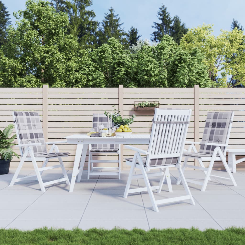 Tuinstoelkussens 4 st 120x50x3 cm stof ruitpatroon grijs is nu te koop bij PeponiXL, paradijselijk wonen!