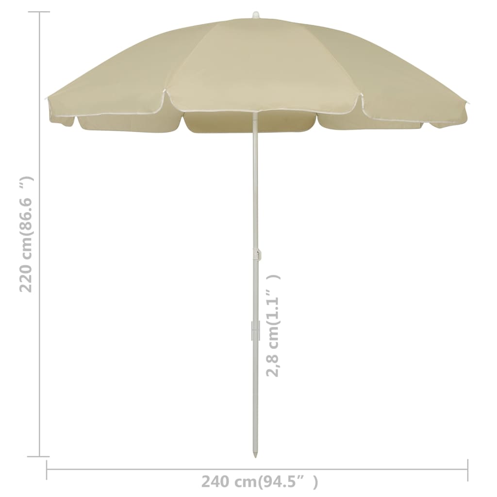 Strandparasol 240 cm zandgeel is nu te koop bij PeponiXL, paradijselijk wonen!