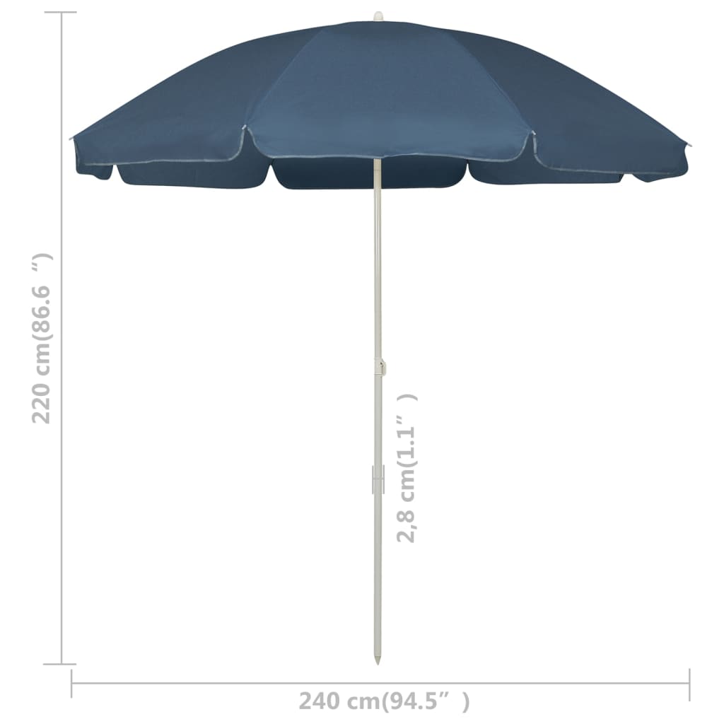 Strandparasol 240 cm blauw is nu te koop bij PeponiXL, paradijselijk wonen!