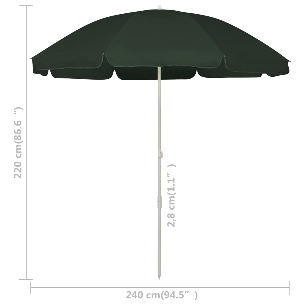 Strandparasol 240 cm groen is nu te koop bij PeponiXL, paradijselijk wonen!