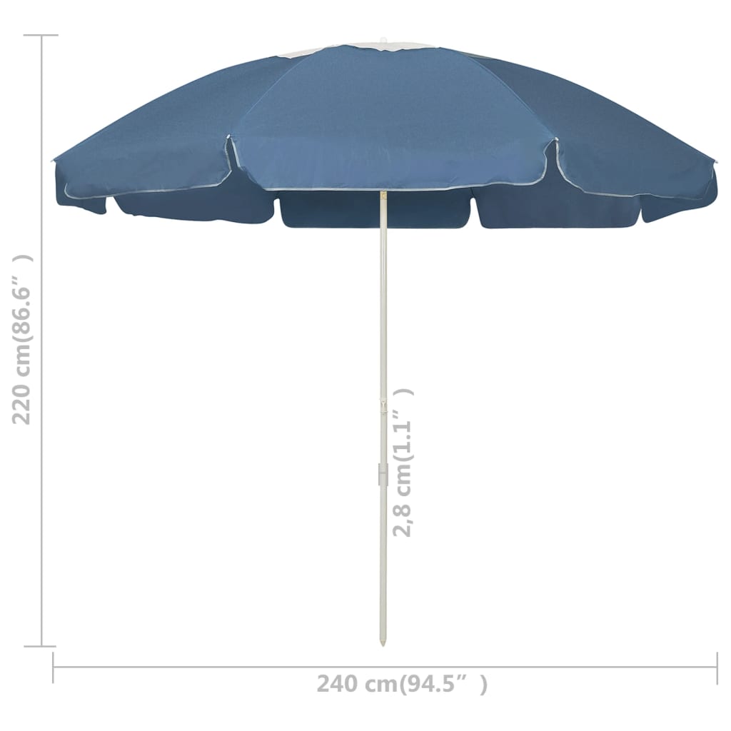 Strandparasol 240 cm blauw is nu te koop bij PeponiXL, paradijselijk wonen!