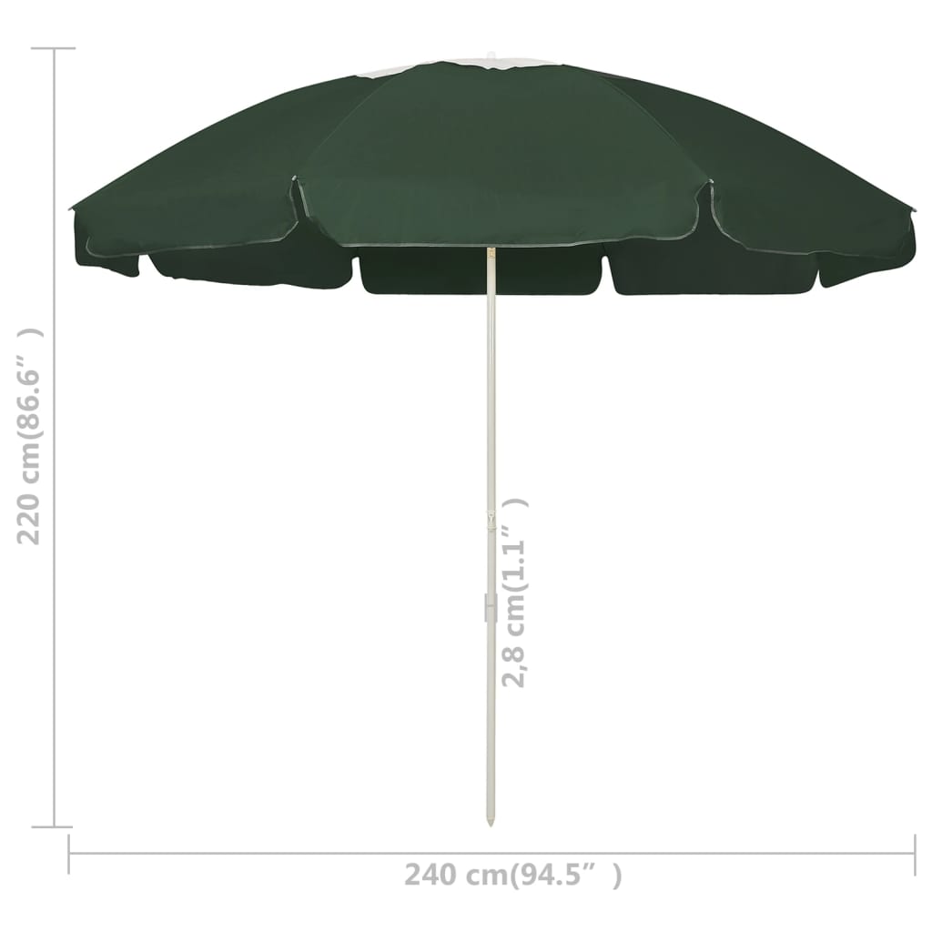 Strandparasol 240 cm groen is nu te koop bij PeponiXL, paradijselijk wonen!