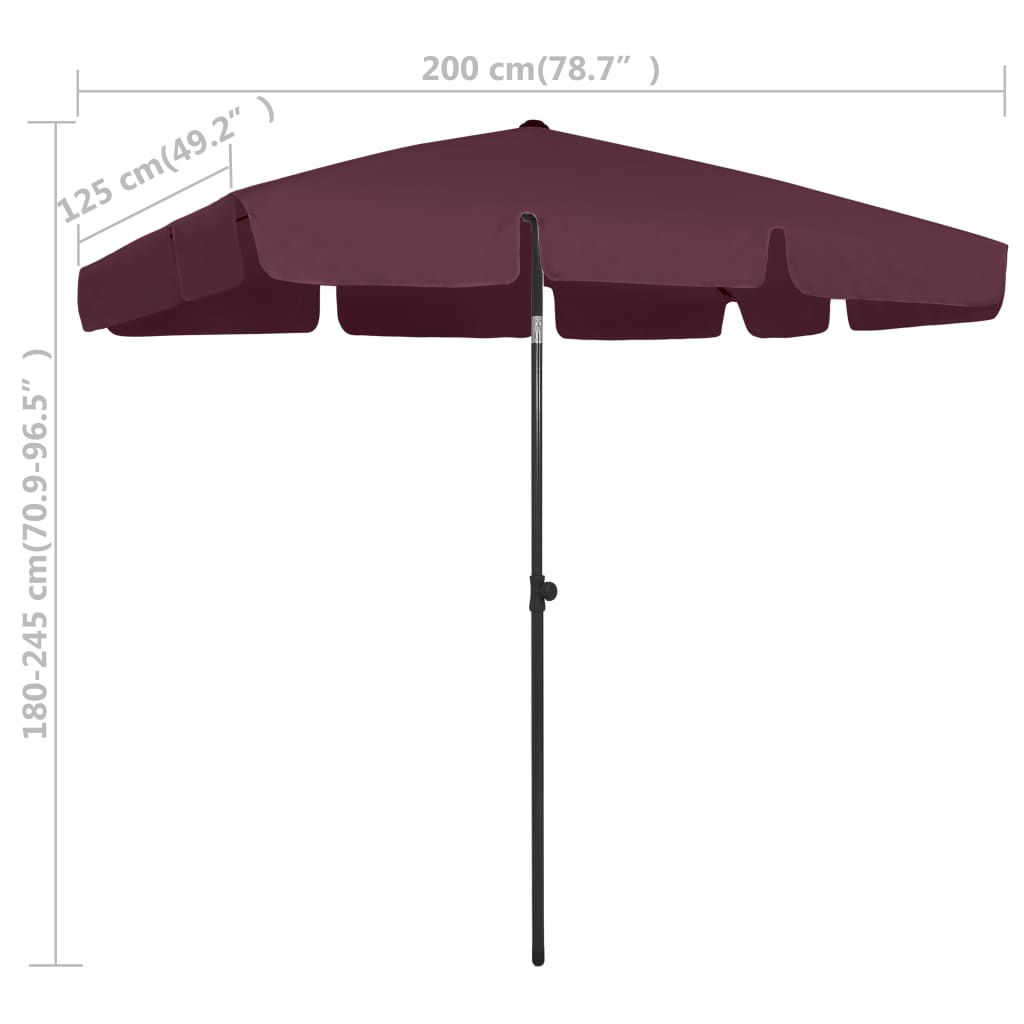 Strandparasol 200x125 cm bordeauxrood is nu te koop bij PeponiXL, paradijselijk wonen!