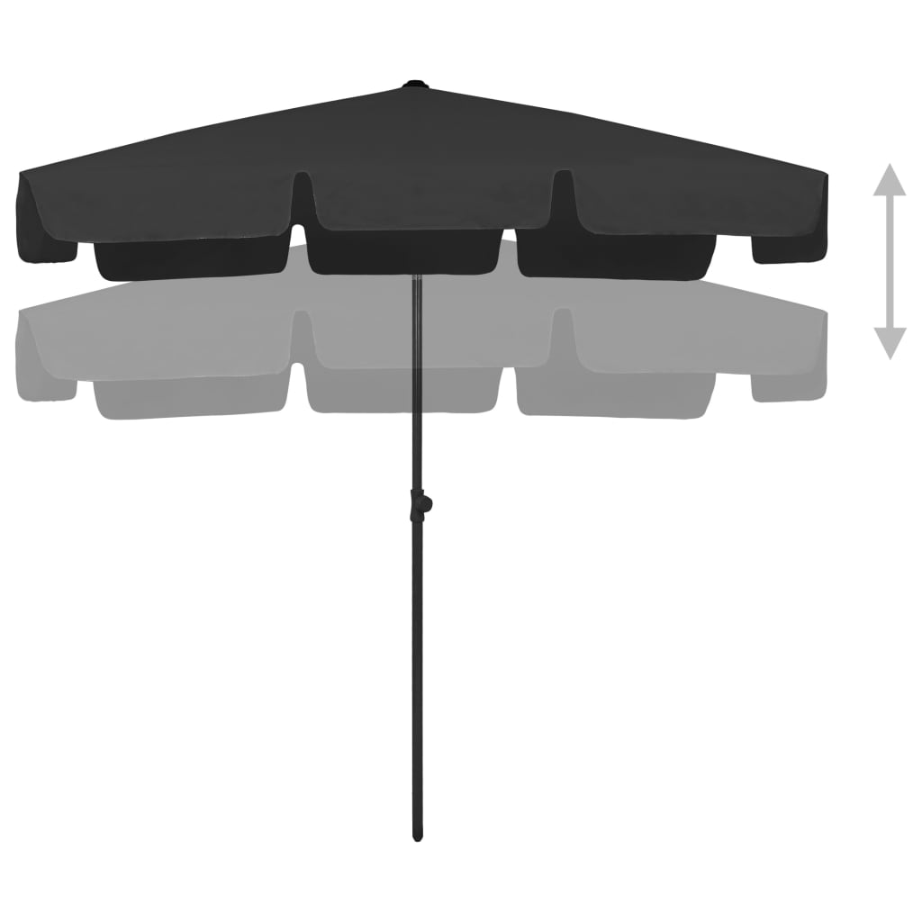 Strandparasol 200x125 cm zwart is nu te koop bij PeponiXL, paradijselijk wonen!