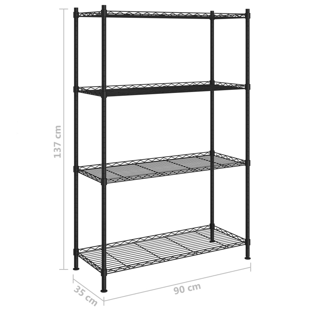 Opbergrek 4-laags 200 kg 90x35x137 cm zwart is nu te koop bij PeponiXL, paradijselijk wonen!