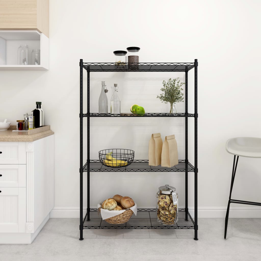 Opbergrek 4-laags 200 kg 90x35x137 cm zwart is nu te koop bij PeponiXL, paradijselijk wonen!