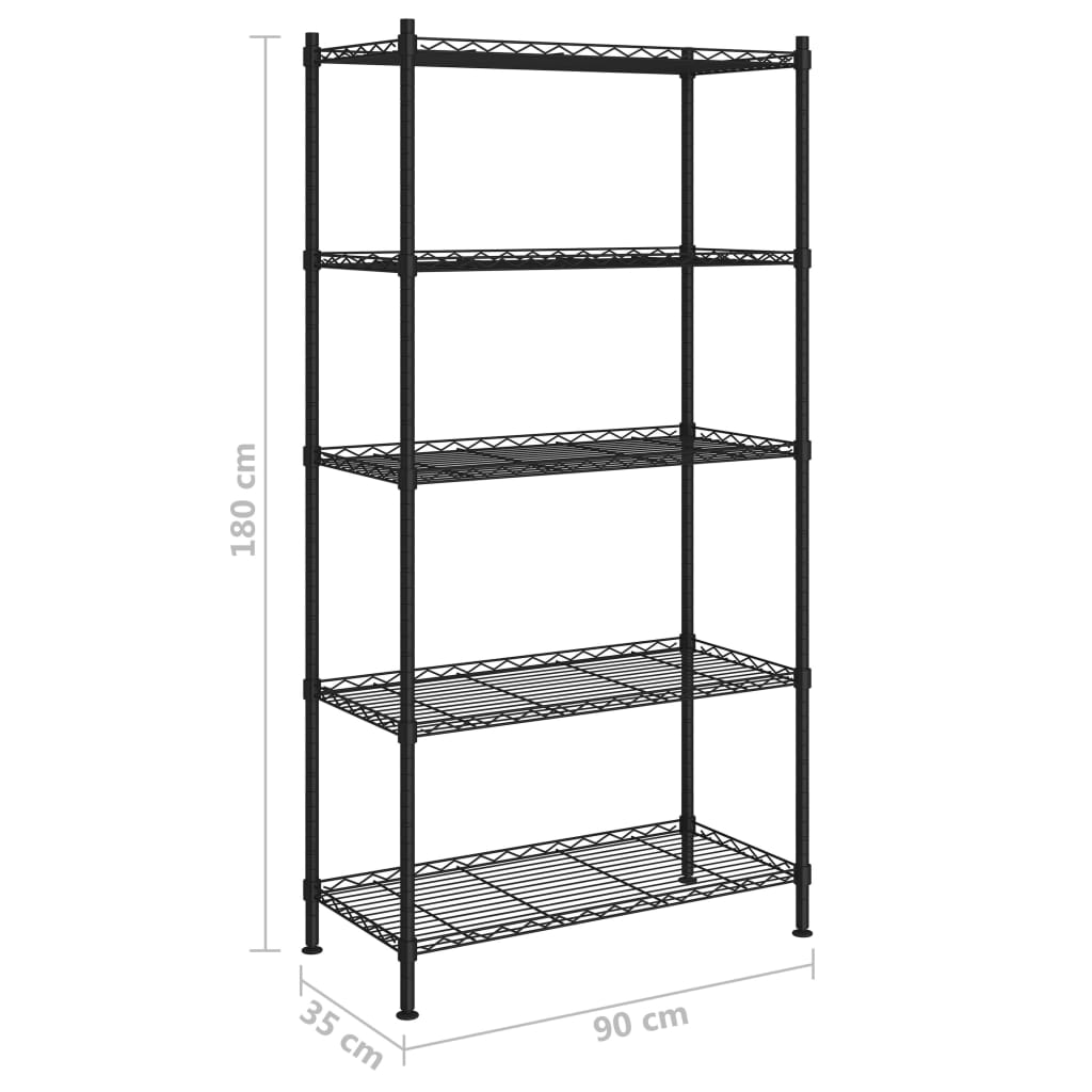 Opbergrek 5-laags 250 kg 90x35x180 cm zwart is nu te koop bij PeponiXL, paradijselijk wonen!