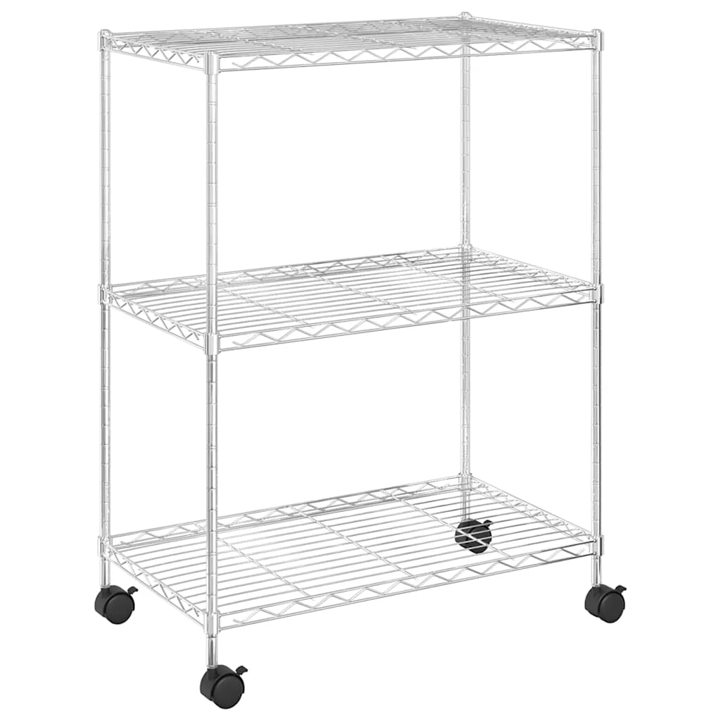 Opbergrek met wielen 3-laags 150 kg 60x35x81 cm chroomkleurig is nu te koop bij PeponiXL, paradijselijk wonen!