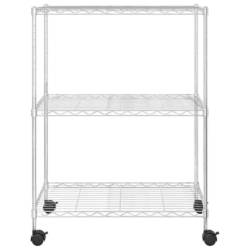 Opbergrek met wielen 3-laags 150 kg 60x35x81 cm chroomkleurig is nu te koop bij PeponiXL, paradijselijk wonen!