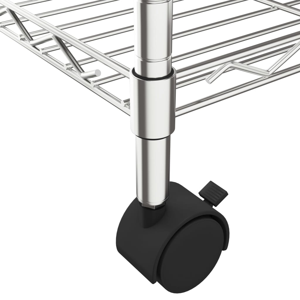 Opbergrek met wielen 3-laags 150 kg 60x35x81 cm chroomkleurig is nu te koop bij PeponiXL, paradijselijk wonen!