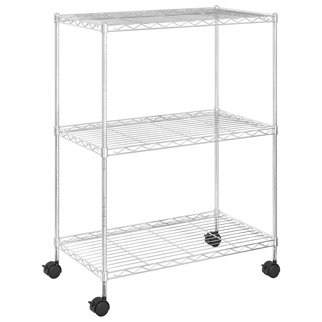 Opbergrek met wielen 3-laags 150 kg 60x35x81 cm chroomkleurig is nu te koop bij PeponiXL, paradijselijk wonen!