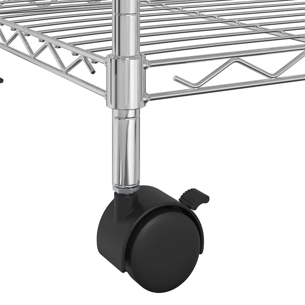 Opbergrek met wielen 3-laags 150 kg 60x35x81 cm chroomkleurig is nu te koop bij PeponiXL, paradijselijk wonen!