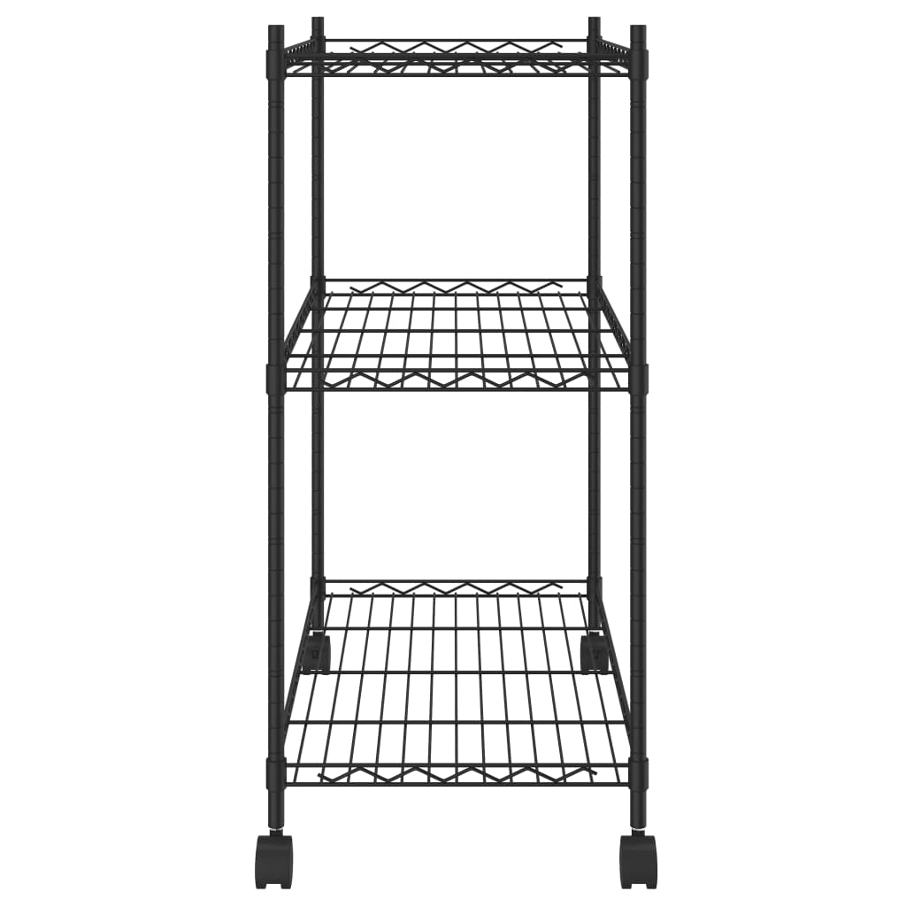 Opbergrek met wielen 3-laags 60x35x81 cm 150 kg zwart is nu te koop bij PeponiXL, paradijselijk wonen!