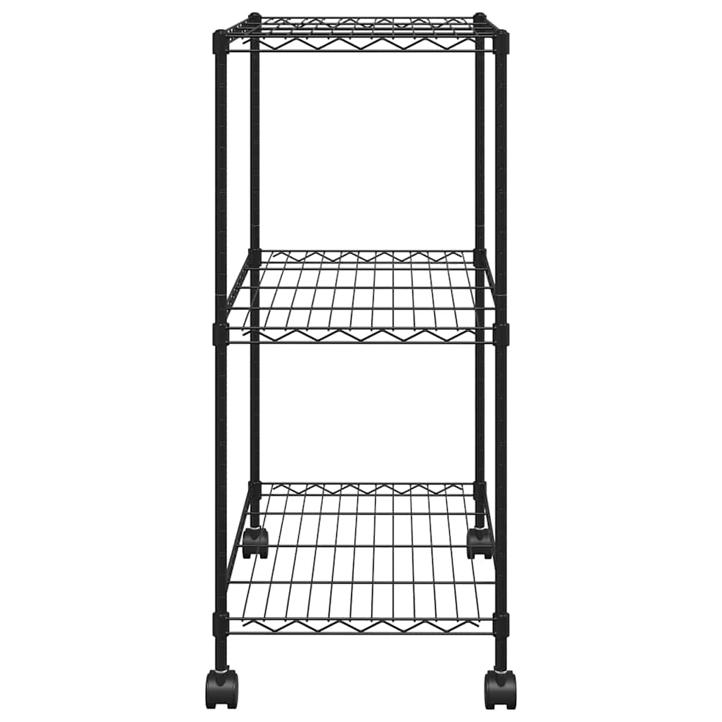 Opbergrek met wielen 3-laags 60x35x81 cm 150 kg zwart is nu te koop bij PeponiXL, paradijselijk wonen!