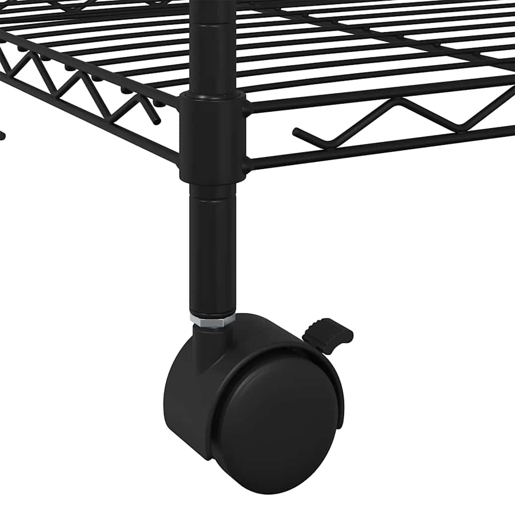 Opbergrek met wielen 3-laags 60x35x81 cm 150 kg zwart is nu te koop bij PeponiXL, paradijselijk wonen!