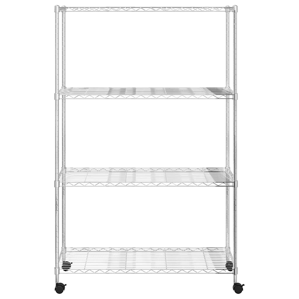 Opbergrek 4-laags met wielen 200 kg 90x35x142 cm chroomkleurig is nu te koop bij PeponiXL, paradijselijk wonen!