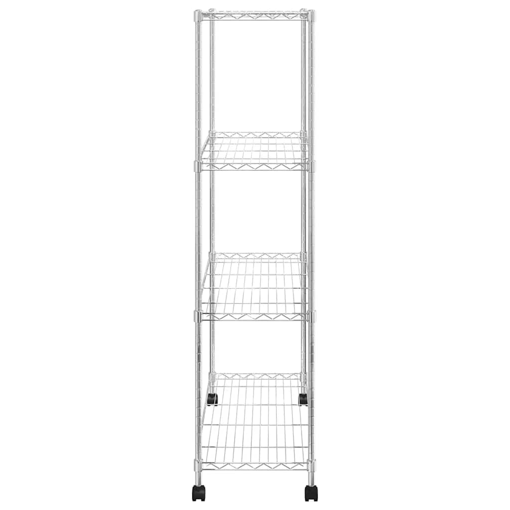 Opbergrek 4-laags met wielen 200 kg 90x35x142 cm chroomkleurig is nu te koop bij PeponiXL, paradijselijk wonen!