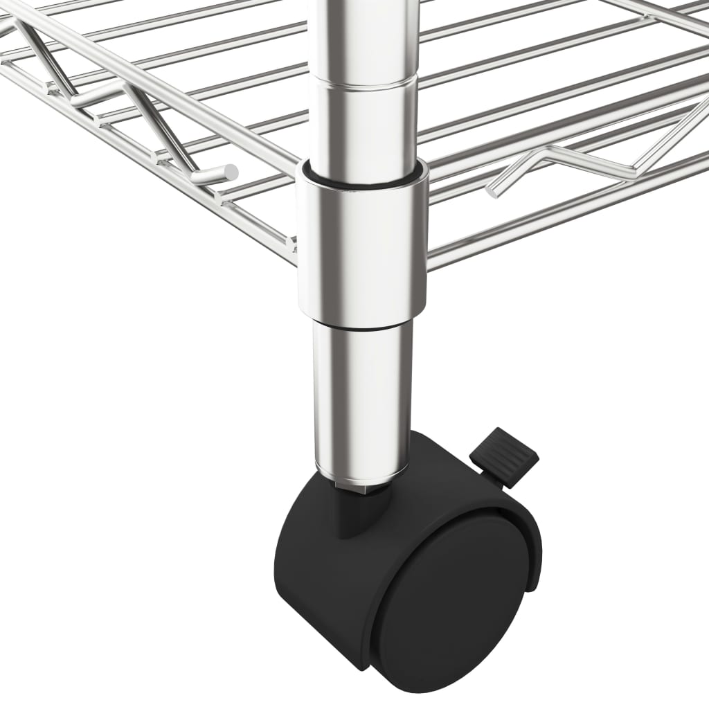 Opbergrek 4-laags met wielen 200 kg 90x35x142 cm chroomkleurig is nu te koop bij PeponiXL, paradijselijk wonen!